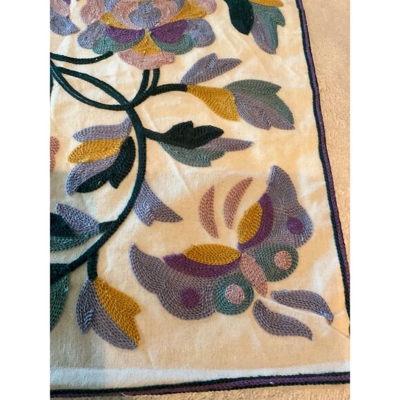 READ/SEE Floral Embroidered Tapestry Cushion  17’”x17” Cover - Picture 6 of 7
